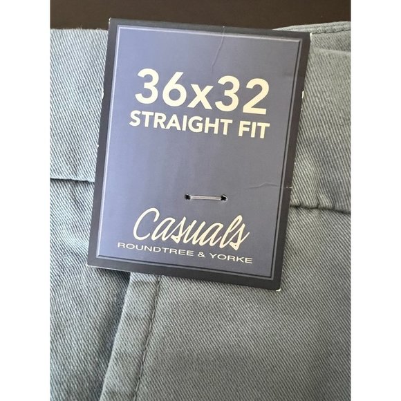 Roundtree & Yorke Casuals NWT Mens‎ Flat Front Straight Chino Pants Blue 36 x 32 - Picture 4 of 6